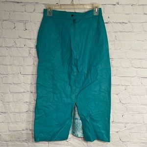 Vintage Teal Leather Skirt